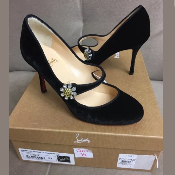 Louboutin Mary Jane Velvet Booton 85 Vellutto 37 7 - Picture 4 of 9